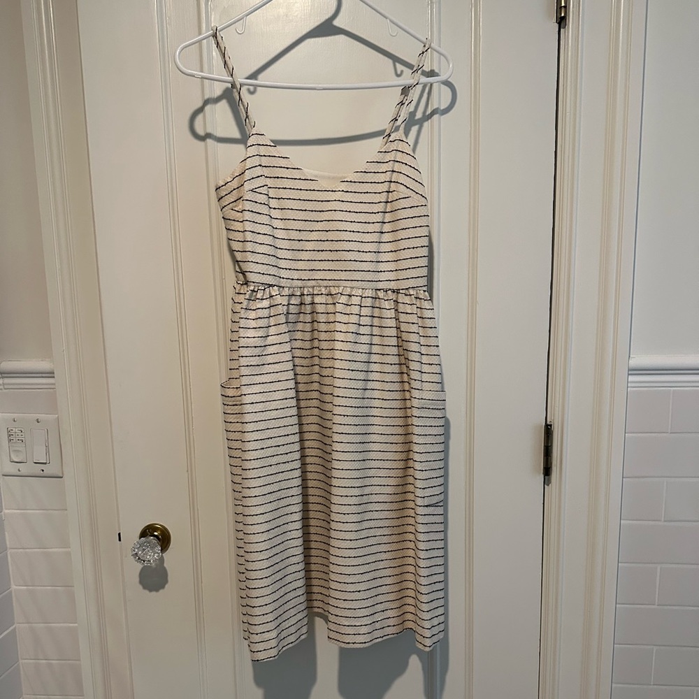 Mara hoffman patch pocket midi dress stripe